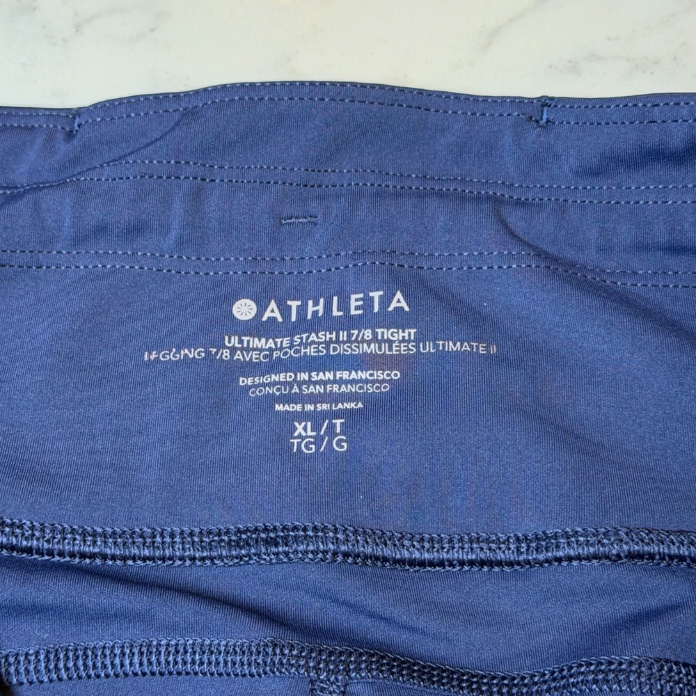 Athleta Ultimate Stash II 7/8 Tight Leggings Blue XL High Rise Pockets - Picture 3 of 5